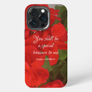 Pretty Red Flowers Special Treasure Bible Verse iPhone 13 Pro Case