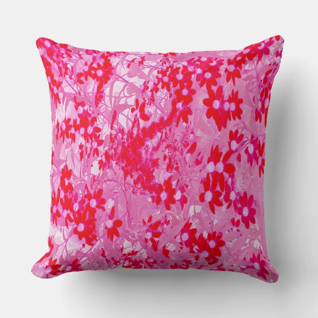 Pretty Red Flowers Throw Pillow (Front)