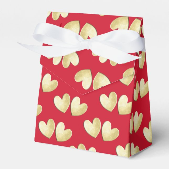 Pretty Red Gold White Personalized Favor Box (Front Side)