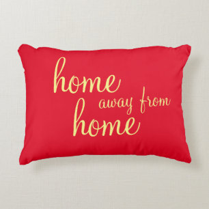 Pretty red "home away from home" accent pillow