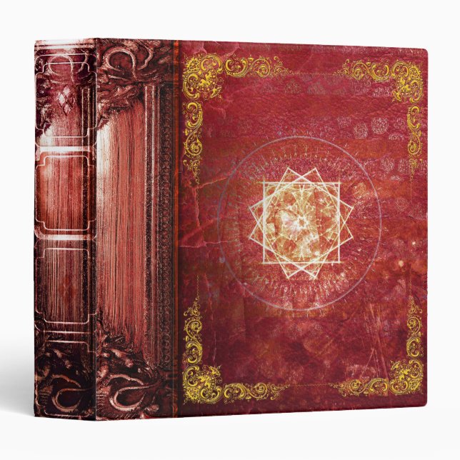Pretty Red Magic Star Ancient Tome Binder (Front/Spine)
