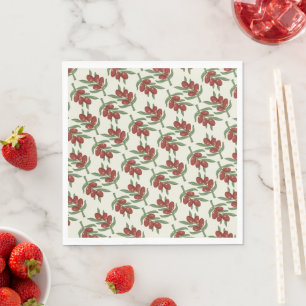 Pretty Red Olive Pattern Paper Napkin