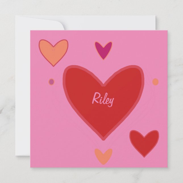 Pretty Red & Peach Hearts Valentine’s Day Card (Front)