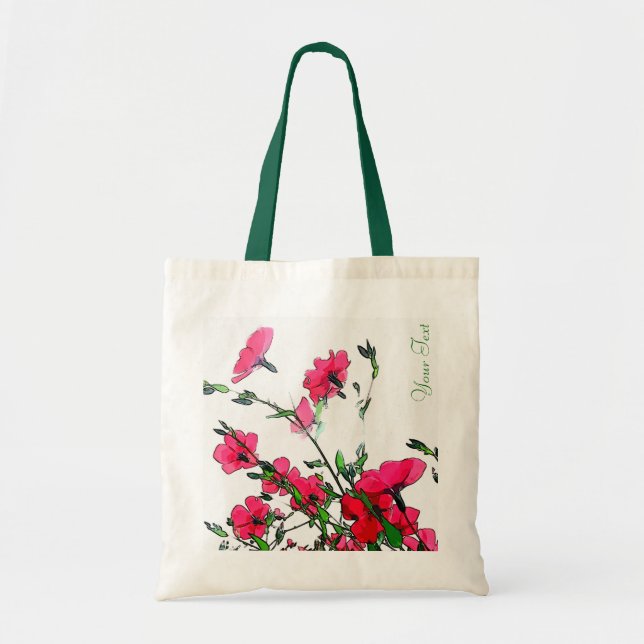 Pretty Red Pink Floral Customizeable Bag (Front)