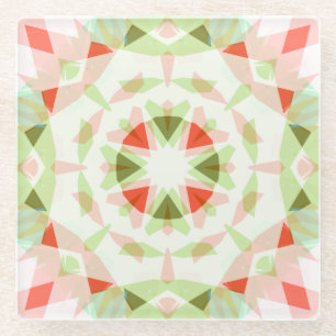 Pretty Red Pink Green Star Fun Boho Dopamine Decor Glass Coaster