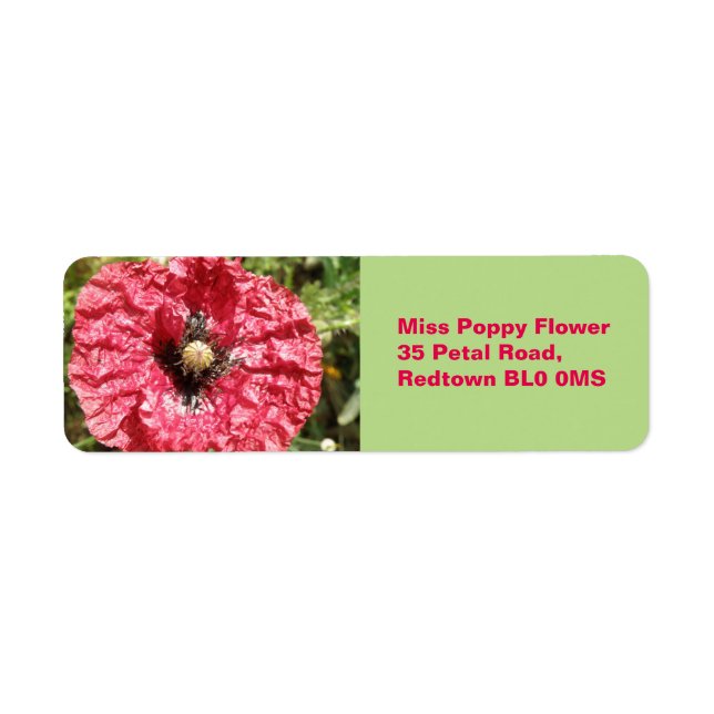 Pretty Red Poppy Flower Macro Custom Labels (Front)