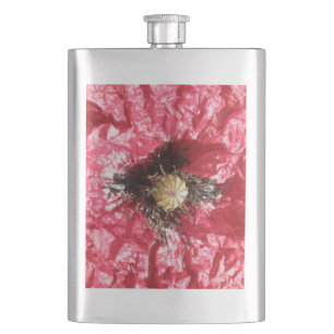 Pretty Red Poppy Flower Macro Flask