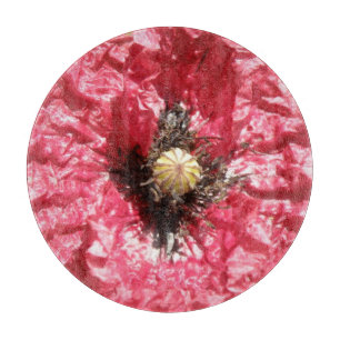 Pretty REd Poppy Flower Macro Glass Cutting Board