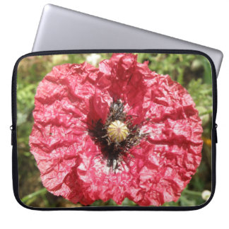 Pretty Red Poppy Flower Macro Laptop Bag