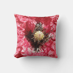 Pretty REd Poppy Flower Macro Pillow