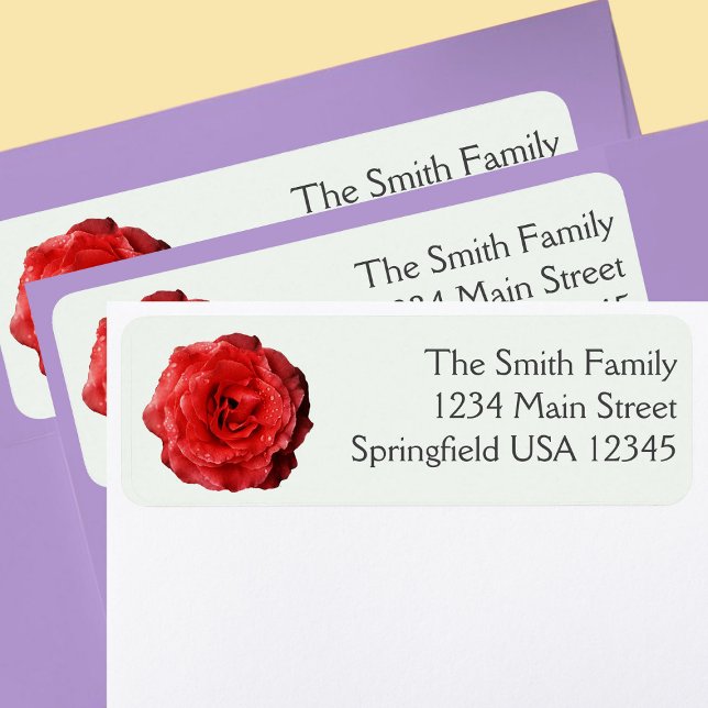 Pretty Red Rose Floral Return Address (Creator Uploaded)