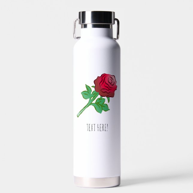 Pretty Red Rose Water Bottle (Front)