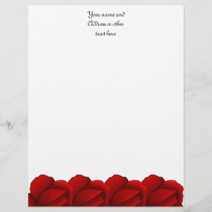 Pretty red roses personalized letterhead