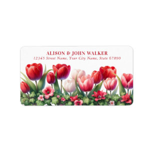 Pretty Red Tulips Return Address Labels