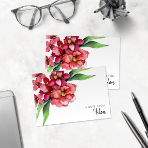 Pretty Red Watercolor Flowers Thank You Card