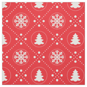 Pretty Red White Christmas Pattern Fabric