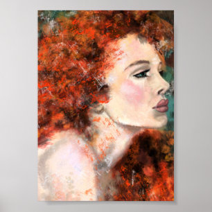 Pretty Redhead Woman - Abstract Original Painting Poster
