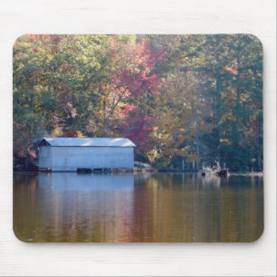 Pretty Reflection - Boathouse by the Water Mouse Pad
