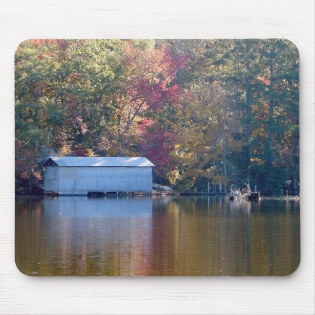 Pretty Reflection - Boathouse by the Water Mouse Pad (Front)