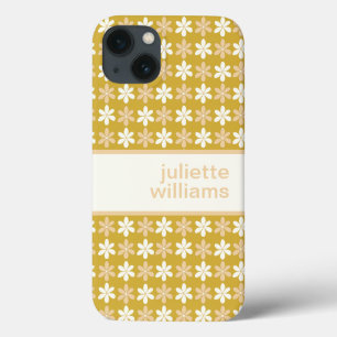 PRETTY REPEATING SMALL FLOWER PATTERN CREAM GOLD iPhone 13 CASE