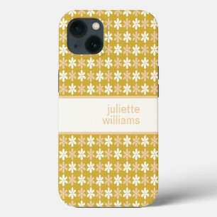 PRETTY REPEATING SMALL FLOWER PATTERN CREAM GOLD iPhone 13 CASE