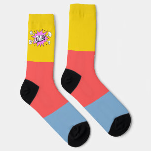 Pretty retro colour block Blue Pink Yellow OMG Socks