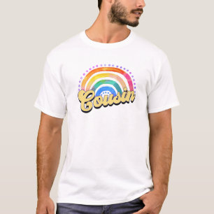 Pretty Retro COUSIN With Rainbow Cousin Crew T-Shirt