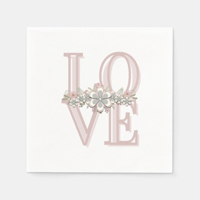 Pretty Retro Floral Pink/Green Faux Embossed  Napkin (Front)