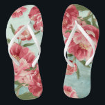 Pretty Retro Flower Bridesmaid Wedding Chintz Flip Flops<br><div class="desc">Matching Bridesmaid, Matron of Honour Bridal Party Flip Flops for an outdoor, garden or beach wedding. No hurting feet, and sets the mood for the entire wedding. Modern, pretty retro flower stylized peonies in bright fresh colours especially perfect for Spring or Summer weddings. This Wedding Invitation Set or Collection is...</div>