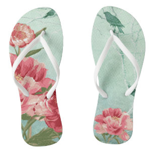 Pretty Retro Flower Bridesmaid Wedding Chintz Flip Flops