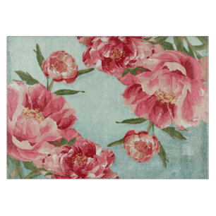 Pretty Retro Flower Chintz Peonies Personalized Cutting Board