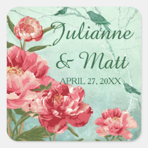 Pretty Retro Flower Favour Seals Chintz Peonies