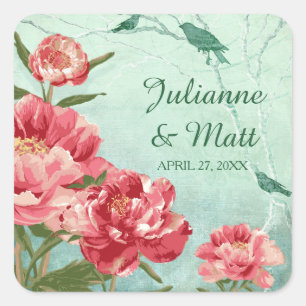 Pretty Retro Flower Favour Seals Chintz Peonies