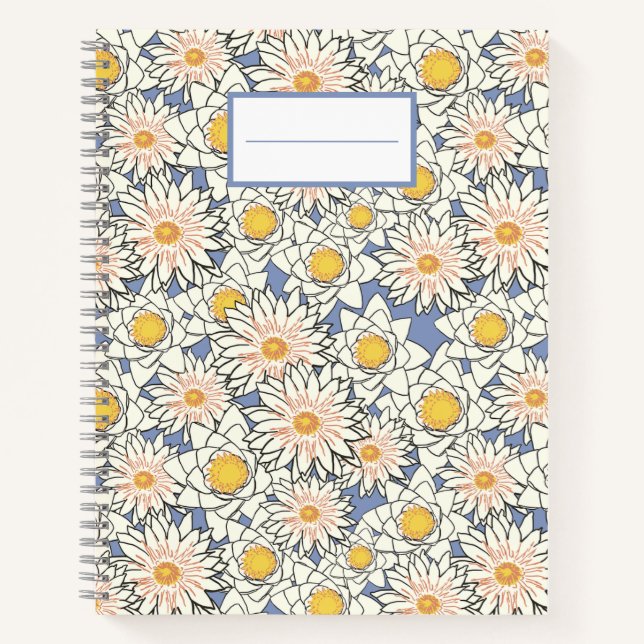 Pretty retro flowers l Elegant pattern l Blue Notebook (Front)