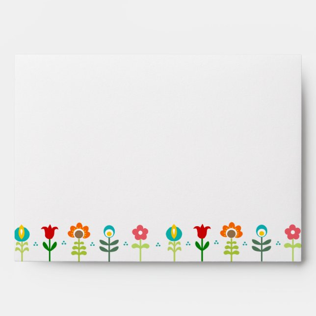 Pretty Retro folk flowers Envelopes (Front)