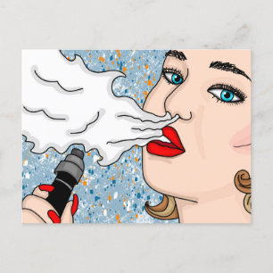 Pretty Retro Lady Vaping Postcard