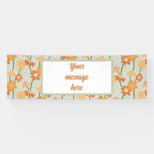 Pretty retro muted 1970s flowers banner