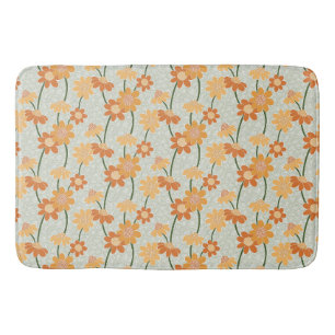 Pretty retro muted 1970s flowers bath mat