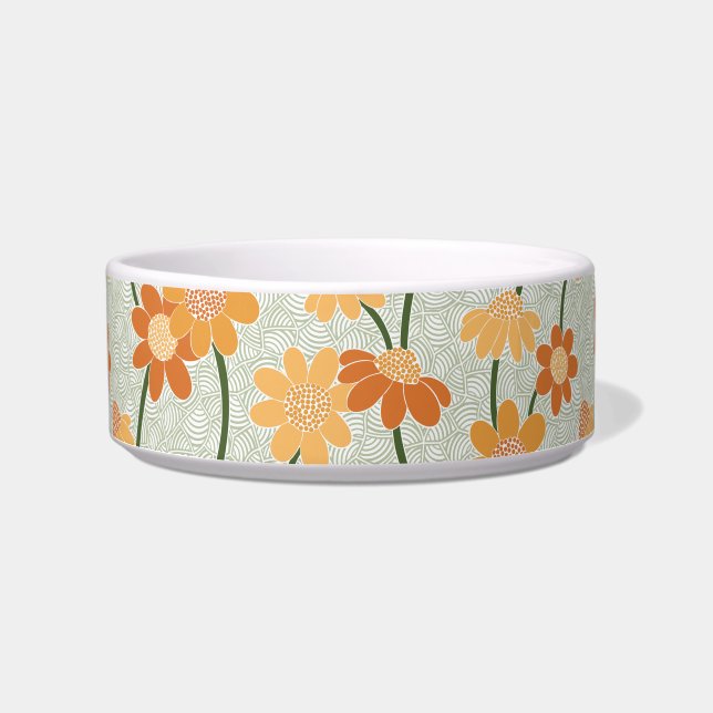 Pretty retro muted 1970s flowers bowl (Front)