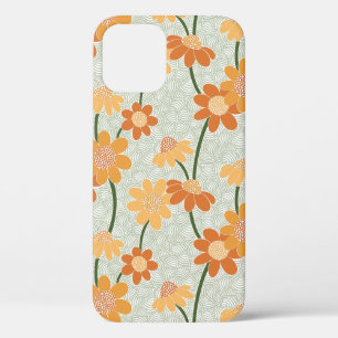 Pretty retro muted 1970s flowers iPhone 12 pro case