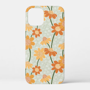 Pretty retro muted 1970s flowers iPhone 12 mini case