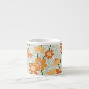 Pretty retro muted 1970s flowers espresso cup