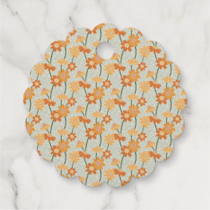 Pretty retro muted 1970s flowers favour tags