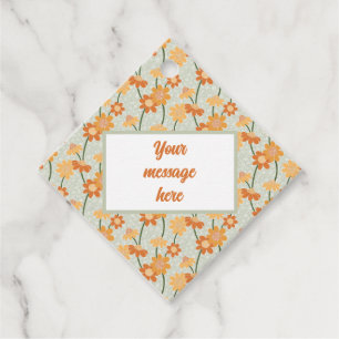 Pretty retro muted 1970s flowers favour tags