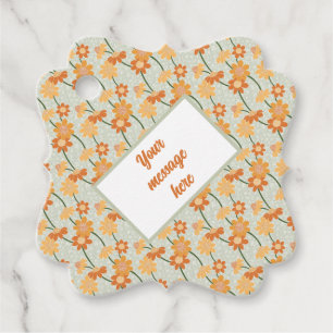 Pretty retro muted 1970s flowers favour tags