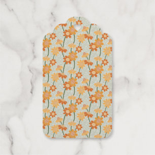 Pretty retro muted 1970s flowers gift tags