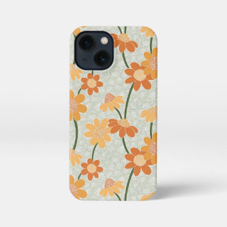 Pretty retro muted 1970s flowers iPhone 13 mini case