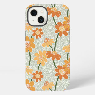 Pretty retro muted 1970s flowers iPhone 13 case