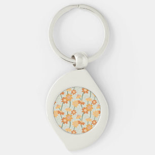 Pretty retro muted 1970s flowers keychain