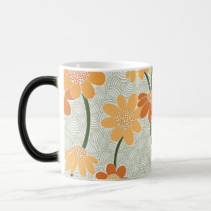 Pretty retro muted 1970s flowers magic mug
